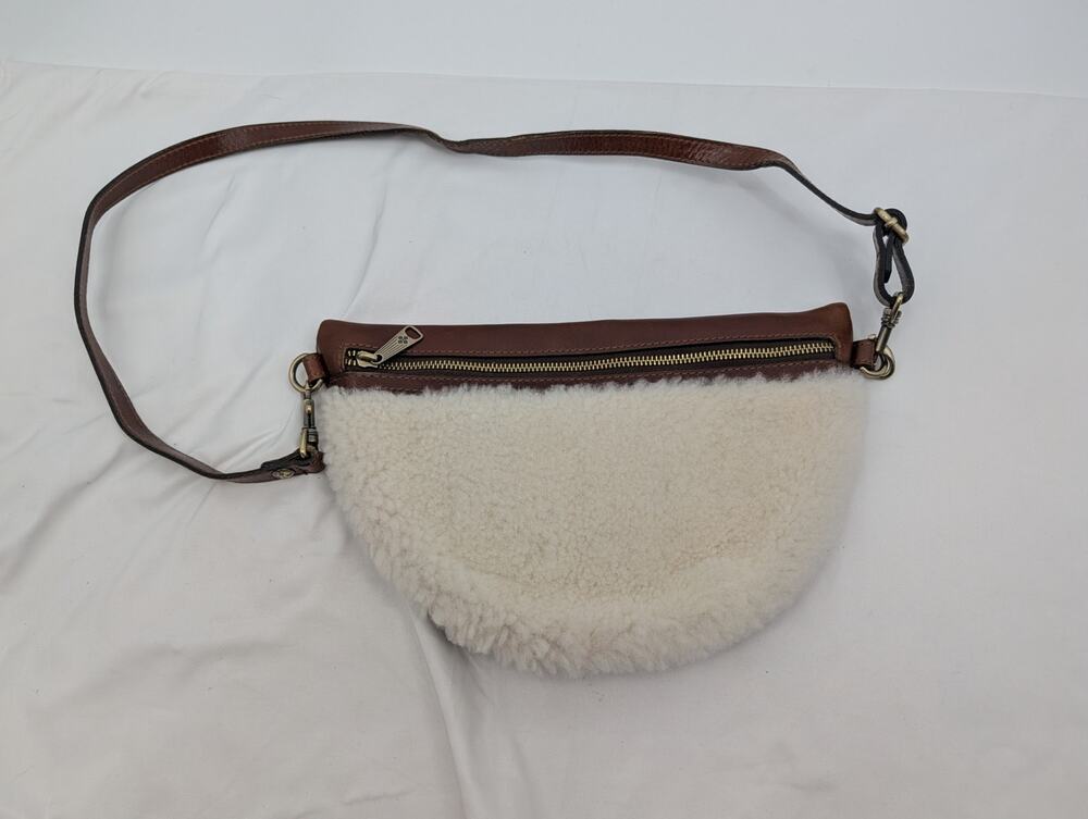 Patricia Nash Sherpa Tinchi Belt Sling Bag Sheep Lamb Fur Leather Country Rodeo